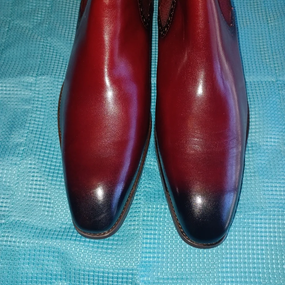 Red and Black Leather Boots with Sleek Design